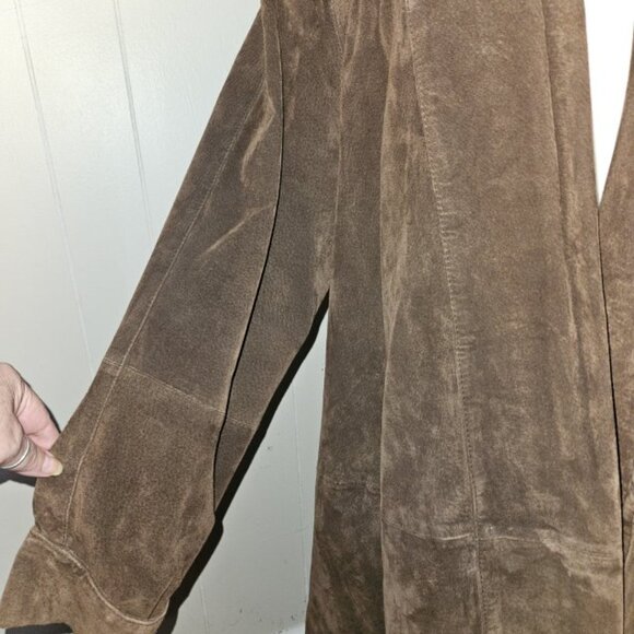 JACQUELINE FERRAR Brown Suede Shawl Collar Draped Jacket Ladies MEDIUM - Picture 4 of 6
